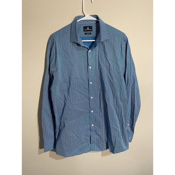 Psycho Bunny Shirt Mens 16.5 34/35 Modern Fit Stretch Blue Button Up Long Sleeve - Picture 1 of 8